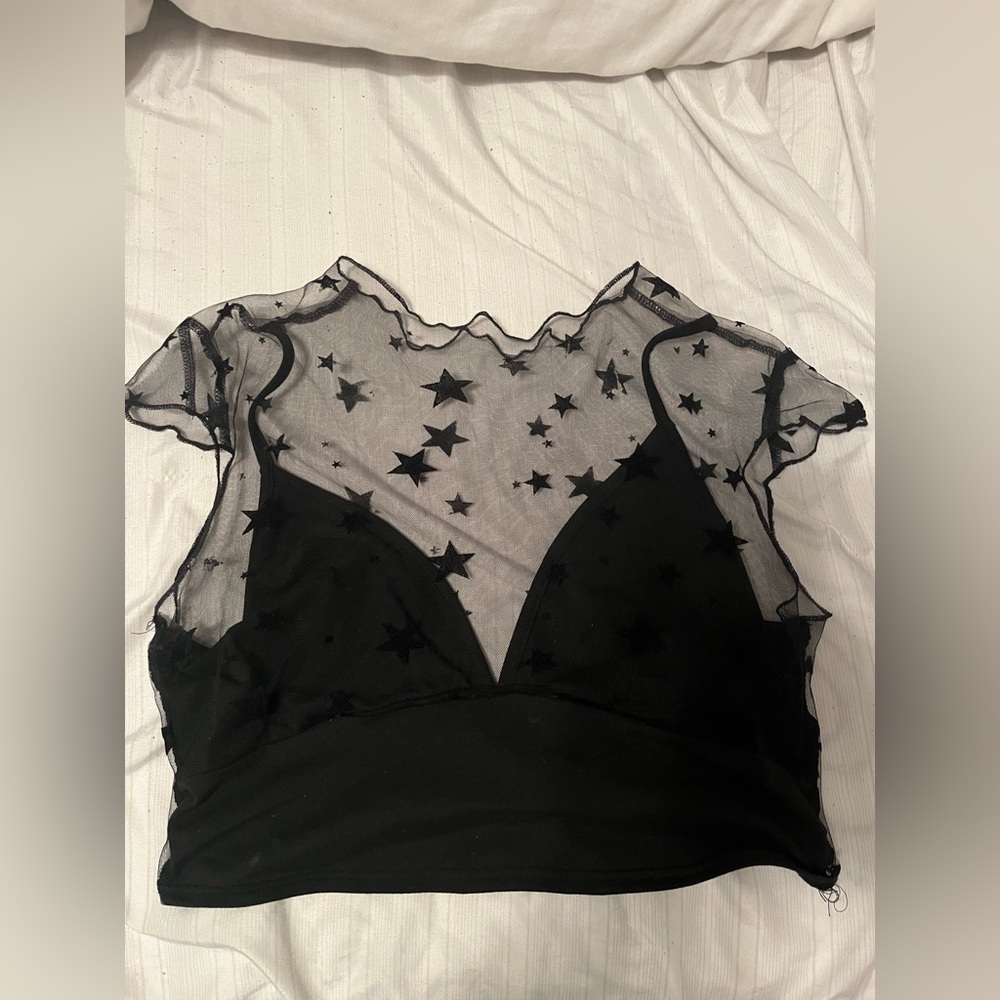 mesh top with black bralette